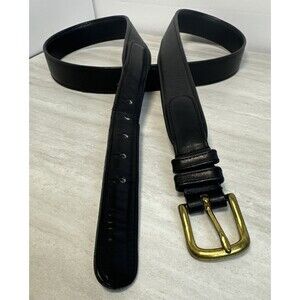 VTG Coach Leather Belt Made In New York City 6301 Tab Black Brass Buckle 42 USA